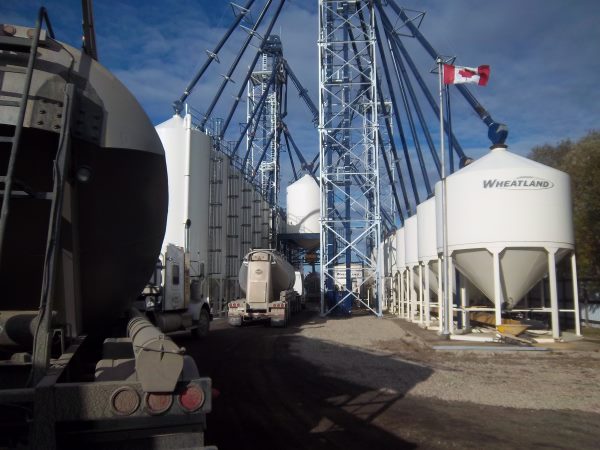 frac hauling. Loading at a frac sand transload facililty