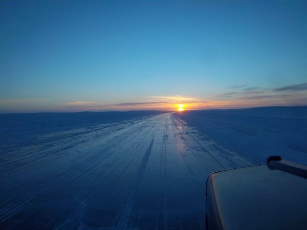 Ice Road Trucking e-book preview 13. Homeward bound into the sunset on MacKay Lake NWT, Canada.