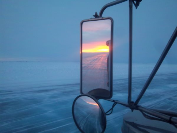 Ice Road Trucking e-book Preview 4. Burning sunset on the ice road.