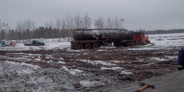 Frac Hauling, Getting stuck in snow and mud