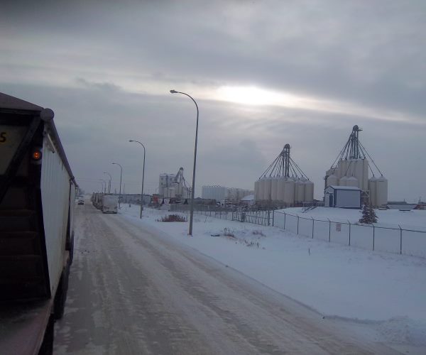 Frac hauling. Sandsource. Grande Prairie, Alberta