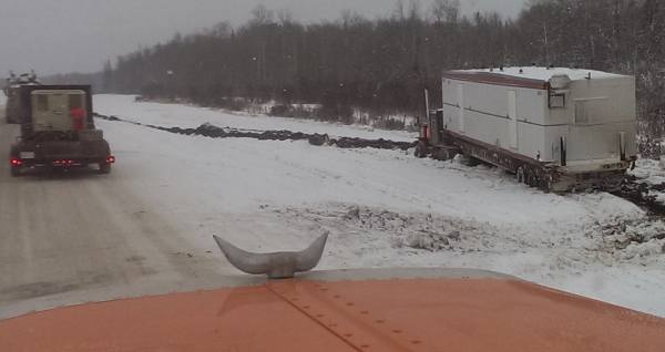 Oilfield Accidents. A rig camp shack takes to the ditch