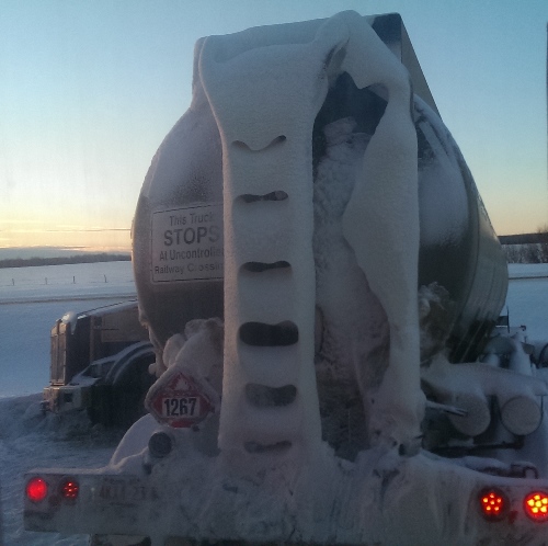 Oilfield Accidents. jackknifed tanker in ditch