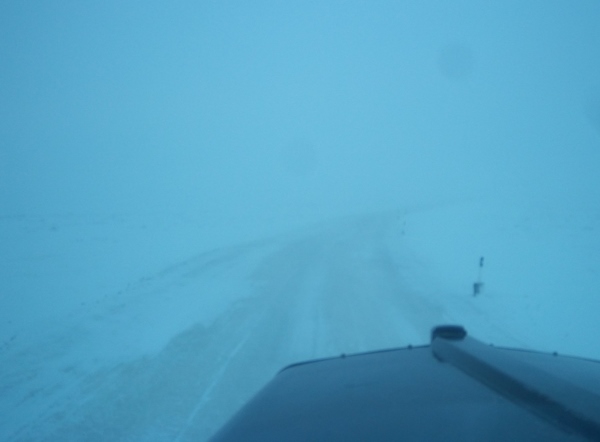 Ice Road Scenery. Visibility could be zero with drifting snow