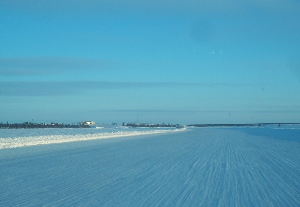 Ice Road Drivers. Lockhart Lake welcome site