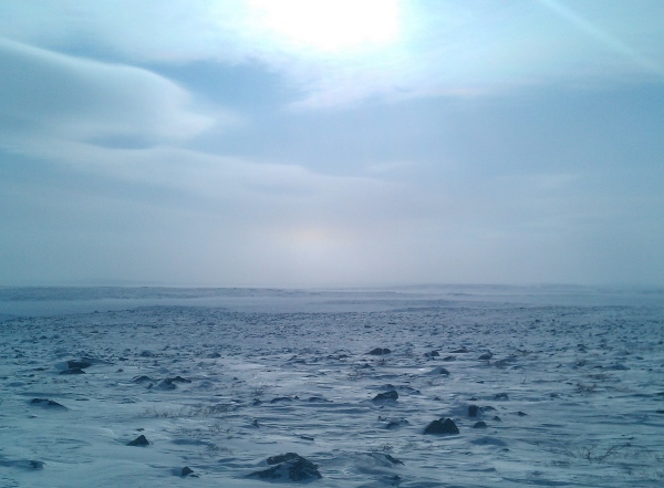 Ice Road Scenery. The barren tundra