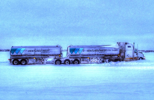 Ice Road Drivers. In the snowbank