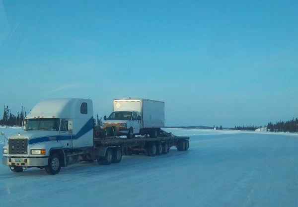 Ice Road Loads. Piggyback trip on the ice roads.