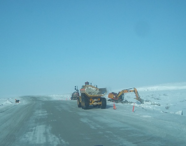 Ice Road Drivers. Tanker rollover spill cleanup