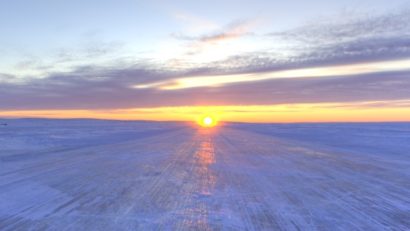 Ice Road Scenery. Beautiful sunsets