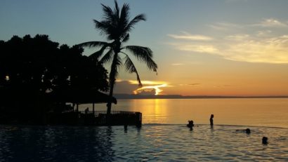 Travel adventures. A beautiful sunset at Paradise Beach Resort. Camotes Island, Philippines.